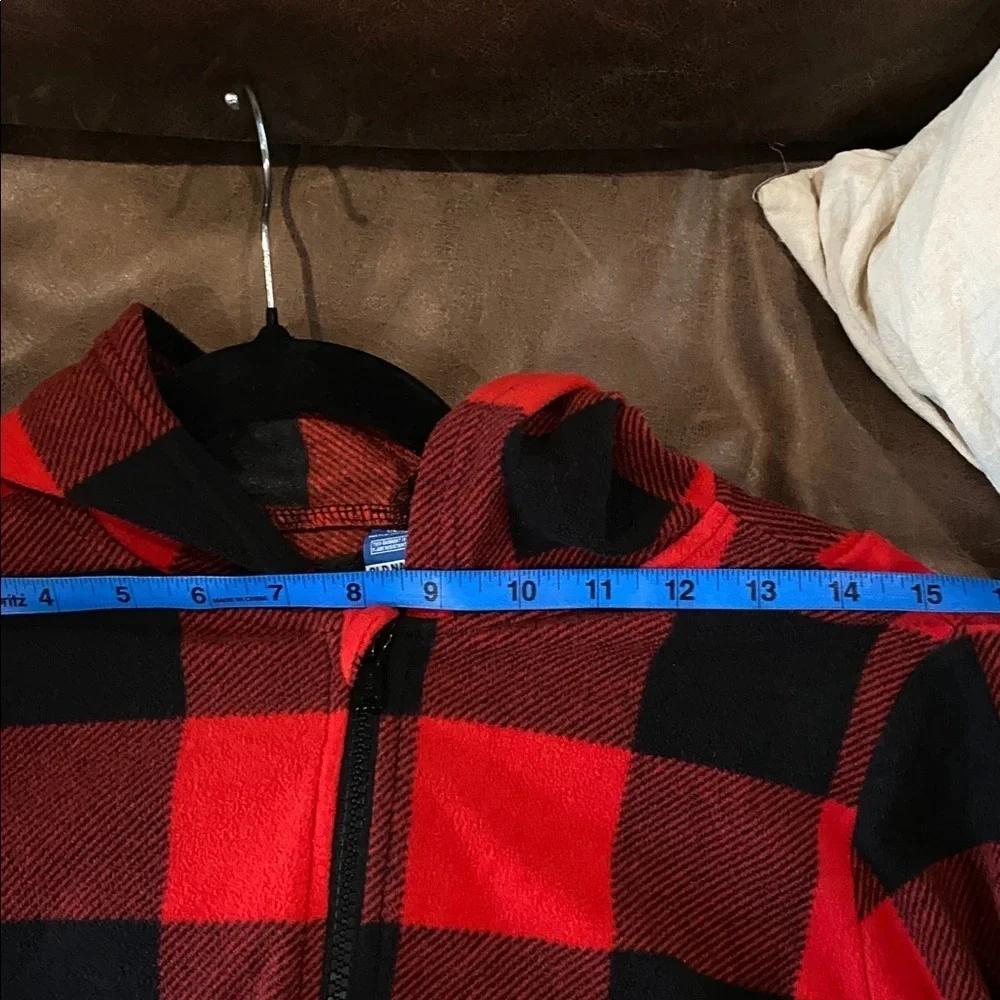Old Navy Red and Black Plaid Flannel Hooded Pajamas, L